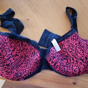 Red animal print bra